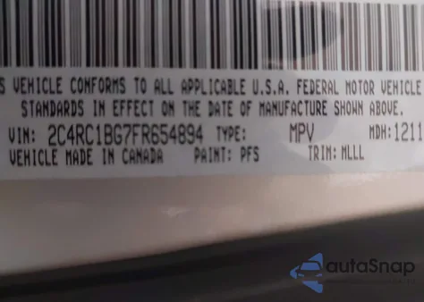 2015 Chrysler Town & Country Touring from USA, damaged, VIN 2C4RC1BG7FR654894